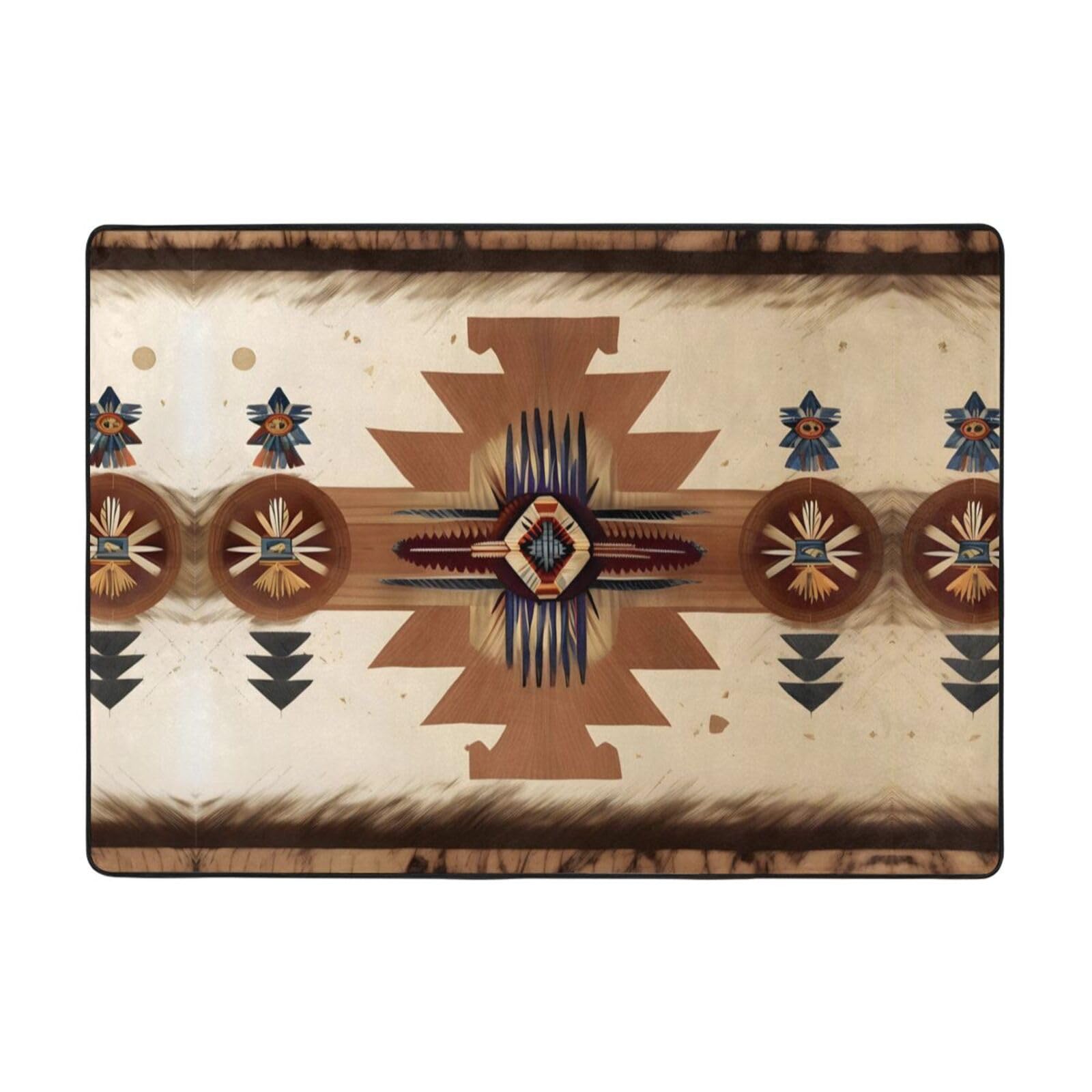 Tapis de flanelle motif amérindien 203x147 cm, apportez de la chaleur et de l'art à votre sol