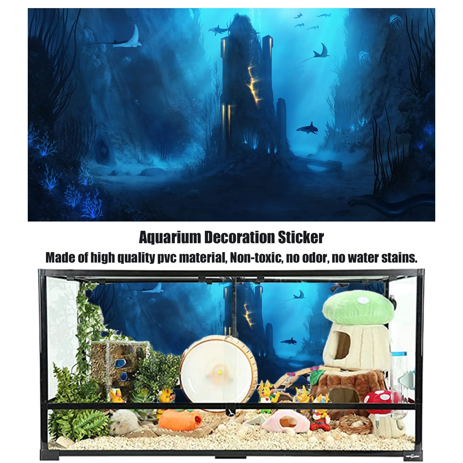 Poster autocollant de fond d'aquarium, papier peint décoratif pour aquarium 3D, images de fond de baleines du monde sous-marin, décoration d'image, 122 x 76 cm