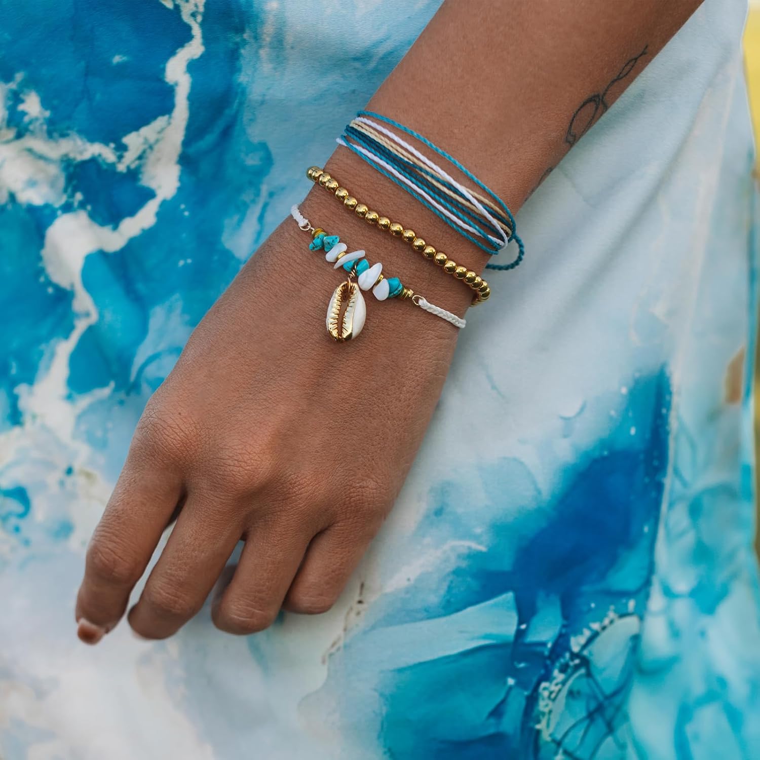 Pura Vida Bracelet Isla Bracelet Stack, Includes 3 Stackable Bracelets for Women