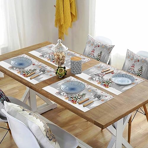 Vista 199 de Juego de 6 manteles individuales rojos para el día de San Valentín, diseño de corazón de San Valentín, resistentes al calor, lavables, manteles