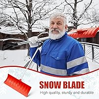 Vista 4 de 2 piezas de pala de nieve de 24.8 pulgadas con mango de agarre en D para entrada de entrada, aceras, color naranja