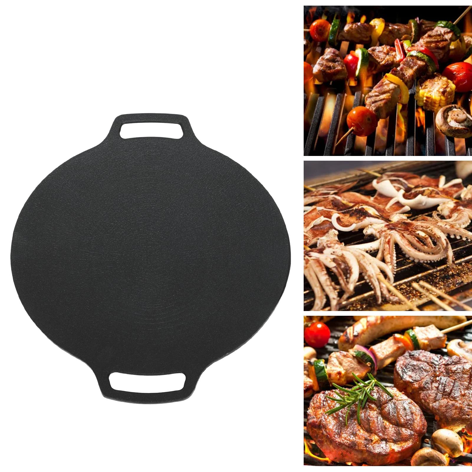 Griglia Coreana, Piastra Rotonda Riscaldata Anche per Campeggio all'aperto per Fornello a Gas (36 cm)