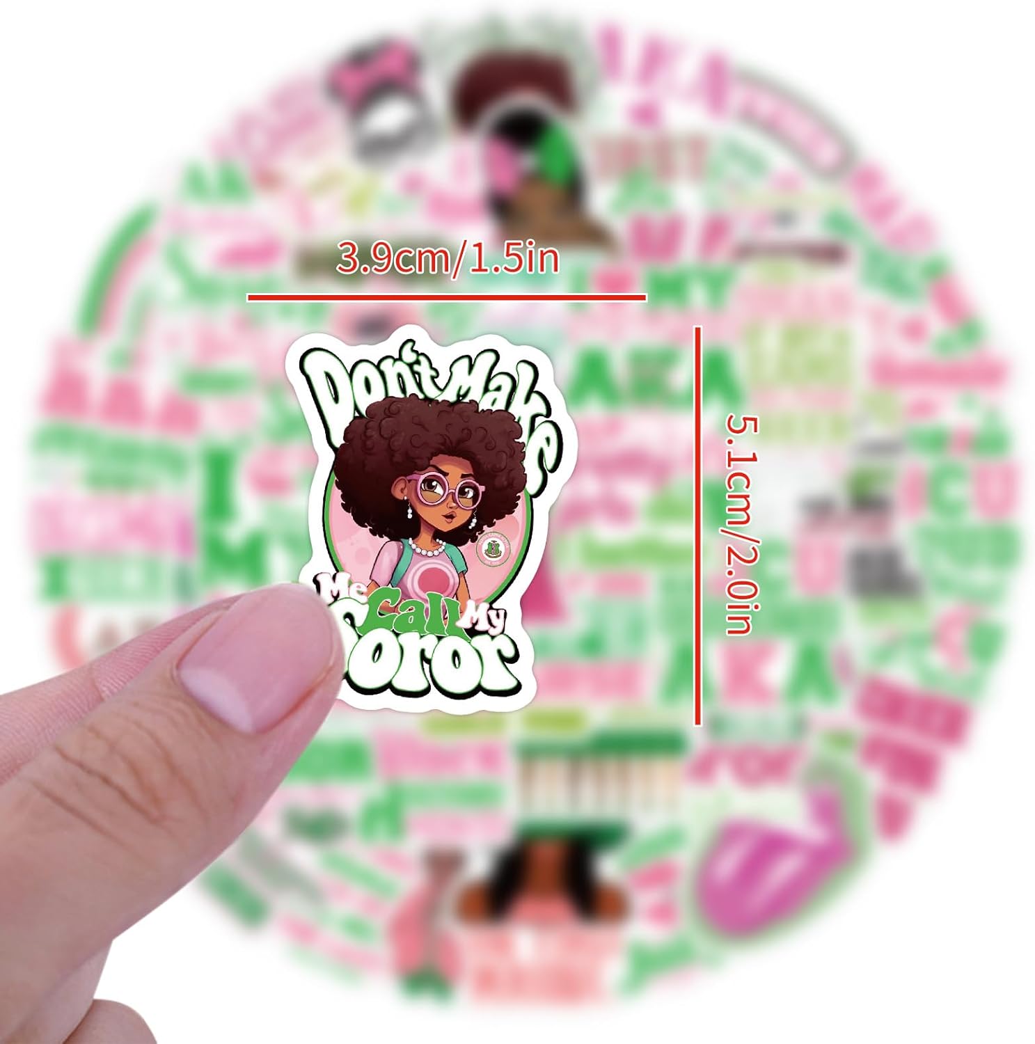 60pcs AKA Sorority Themed Waterproof Vinyl Stickers for Water Bottles Cups Laptops Tumblers Journaling Scrapbooking Bicycle Skateboard Luggage Decals (AKA 60pcs)