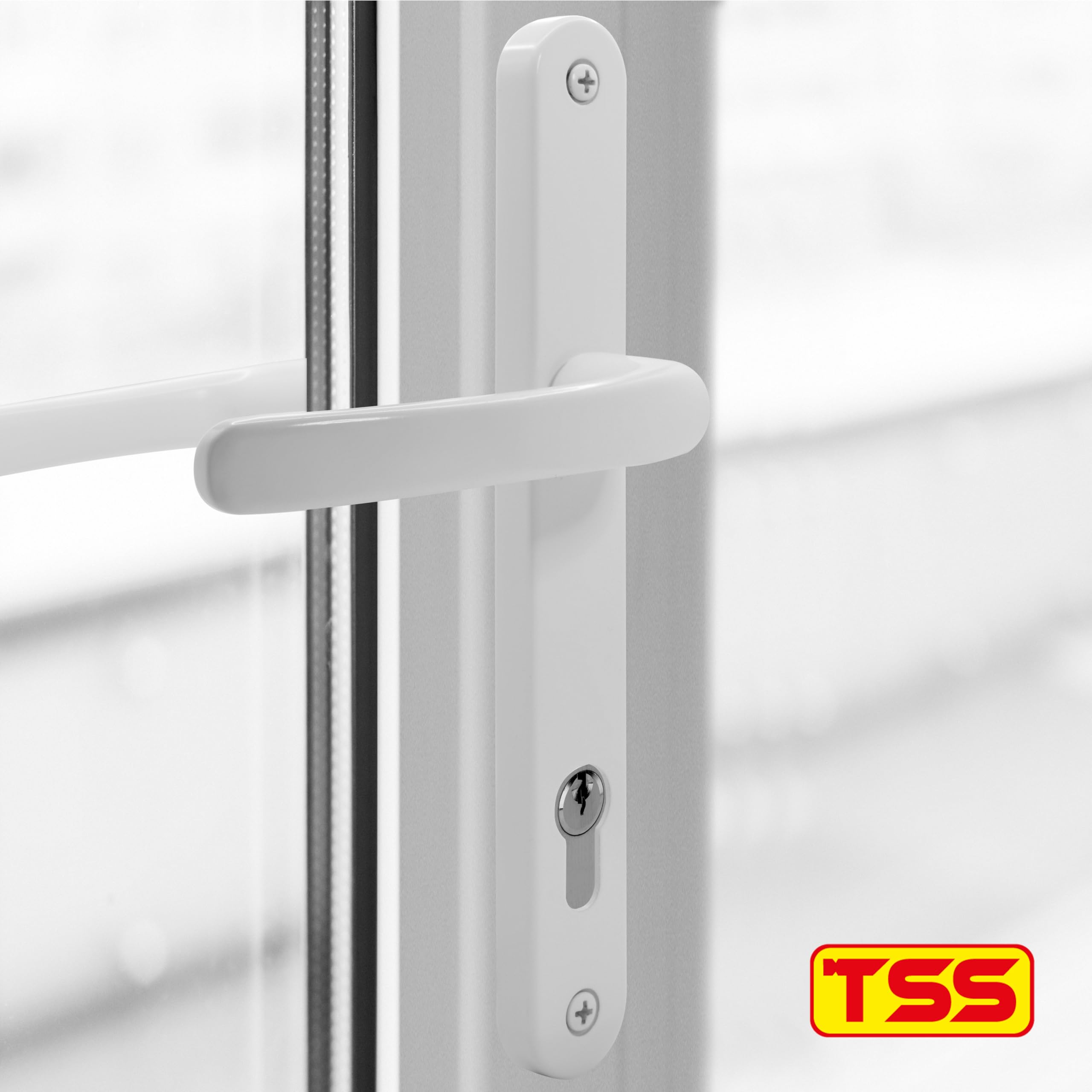 TSS UPVC Door Handles Set including Blank External (Dummy), Lever/Lever, 92mm PZ (Centres), 215mm Screw to Screw - Image 3