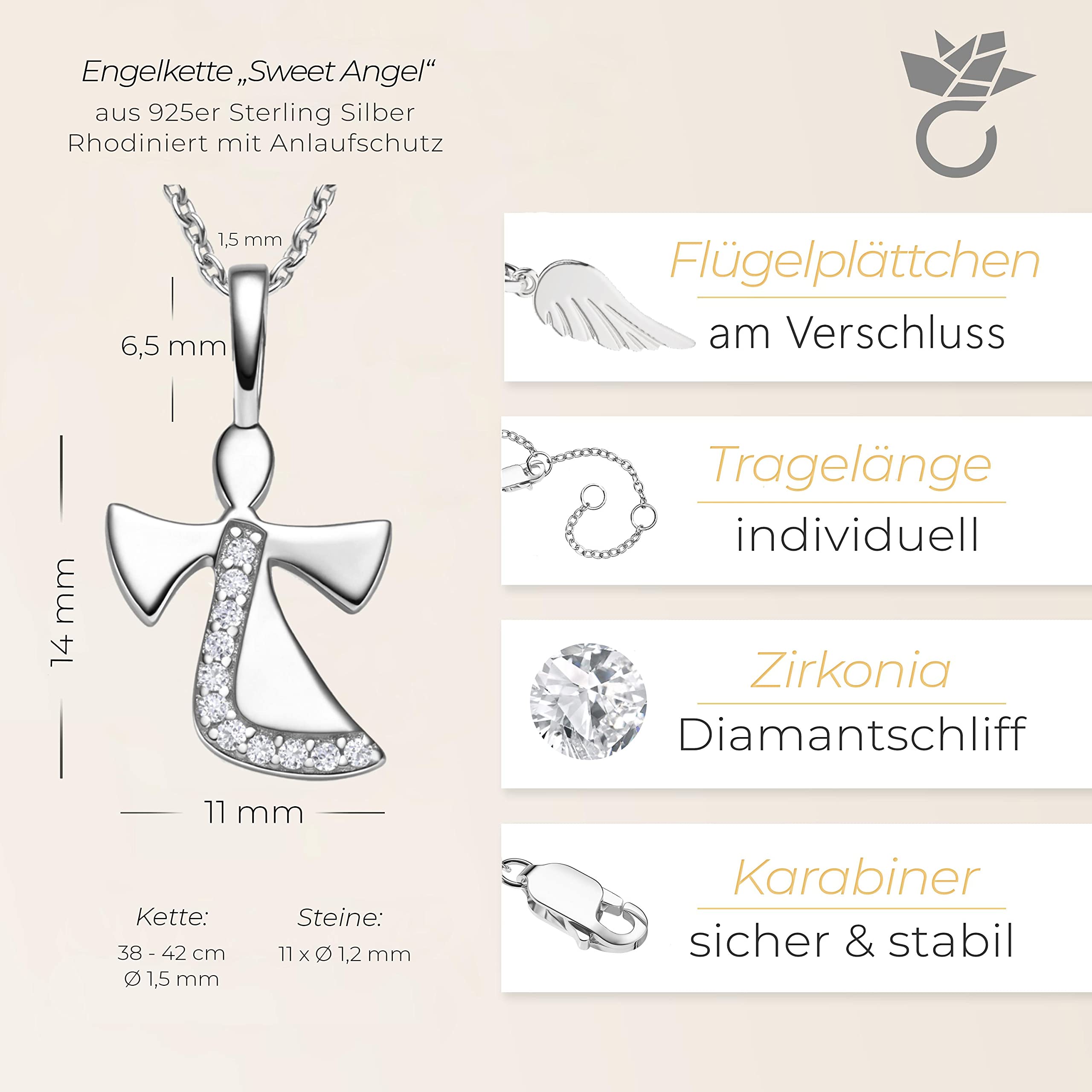 Geschenke zur Einschulung Mädchen, Schutzengel Kette Silber 925 Schulanfang | Engel-Anhänger Halskette, Geschenk zum ersten Schultag, Schulkind Schultüte Inhalt Füllung Schulanfänger, Kinder-Schmuck