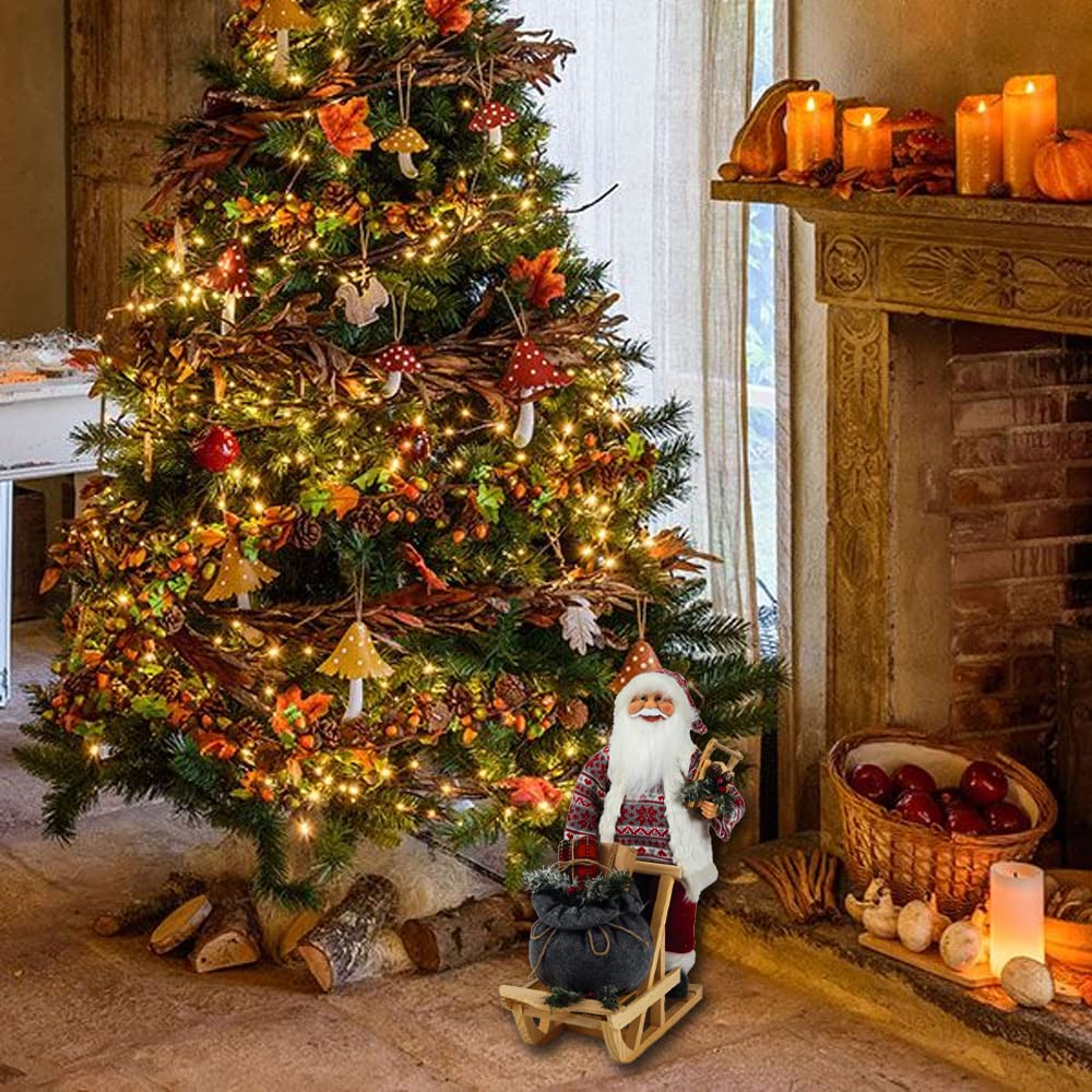 Statuina Babbo Natale in Piedi su slitta 35cm. Idea Regalo Natale Addobbi Natalizi Ornamenti Casa Ufficio Soggiorno Albero Presepe Christmas 2022 Buone Feste Buon Natale Festivià Ghirlande Luci