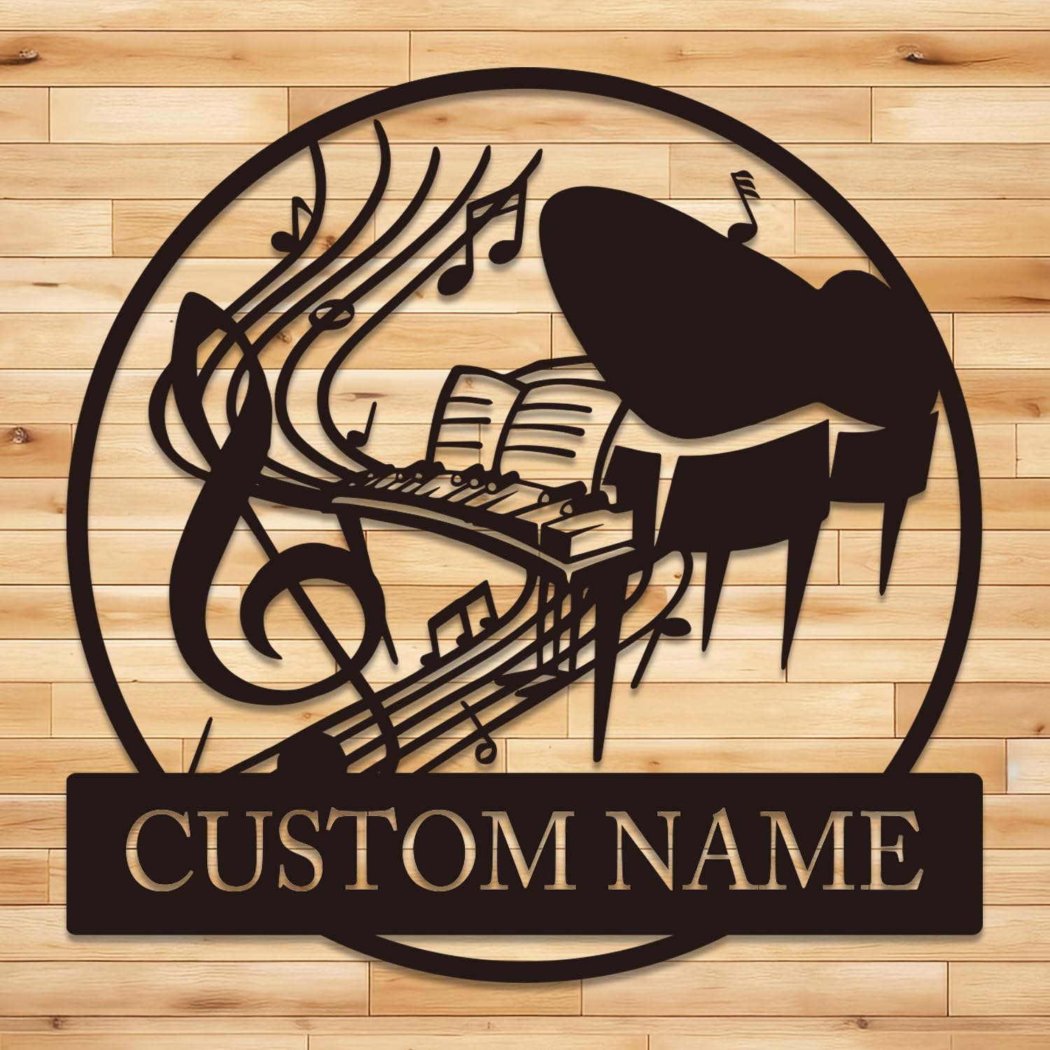 Custom Piano Metal Metal Wall Sign,Personalized Pianist Name Sign, Customized Musical Note Piano Player Metal Wall Art,Personalized Piano Music Metal Wall Art, Piano Music Studio Name Sign (Piano A)