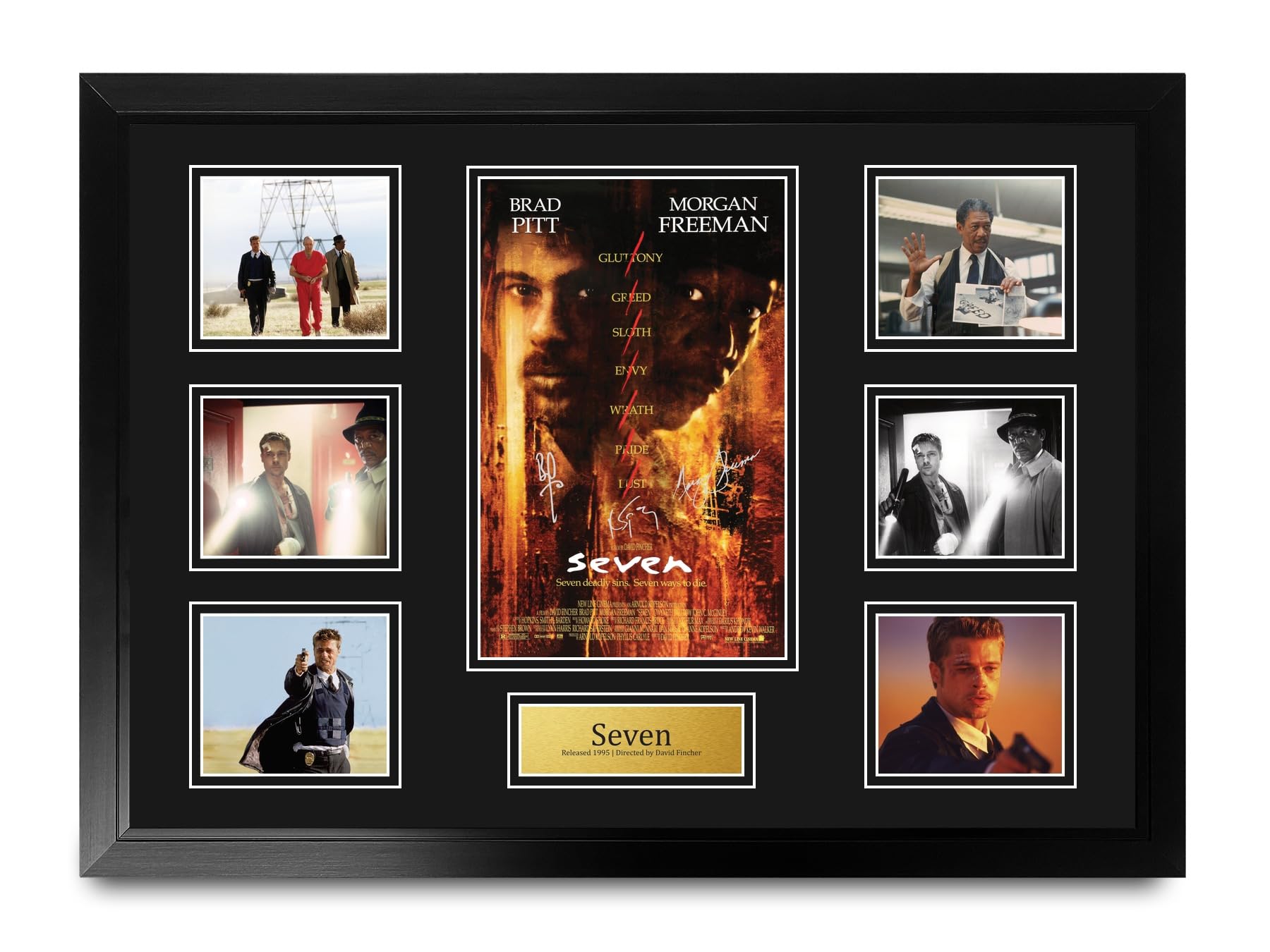 HWC Trading Seven Podpisany Plakat Filmowy A2 Deluxe w Ramie