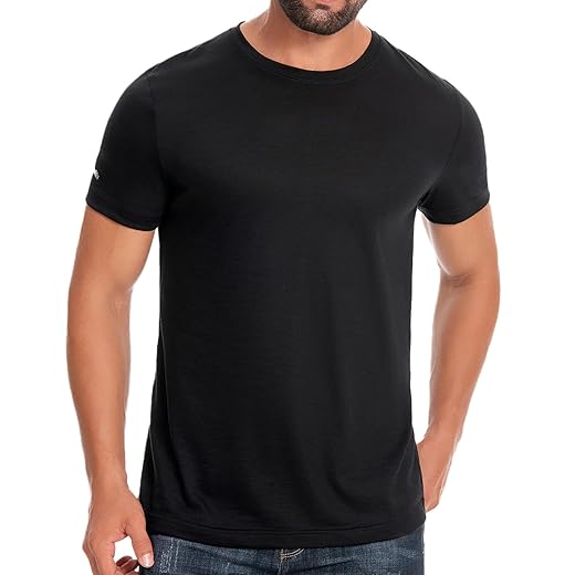ACUSHLA Camiseta masculina 100% lã merino - camiseta de manga curta leve camada de base térmica gola redonda regata P-XGG
