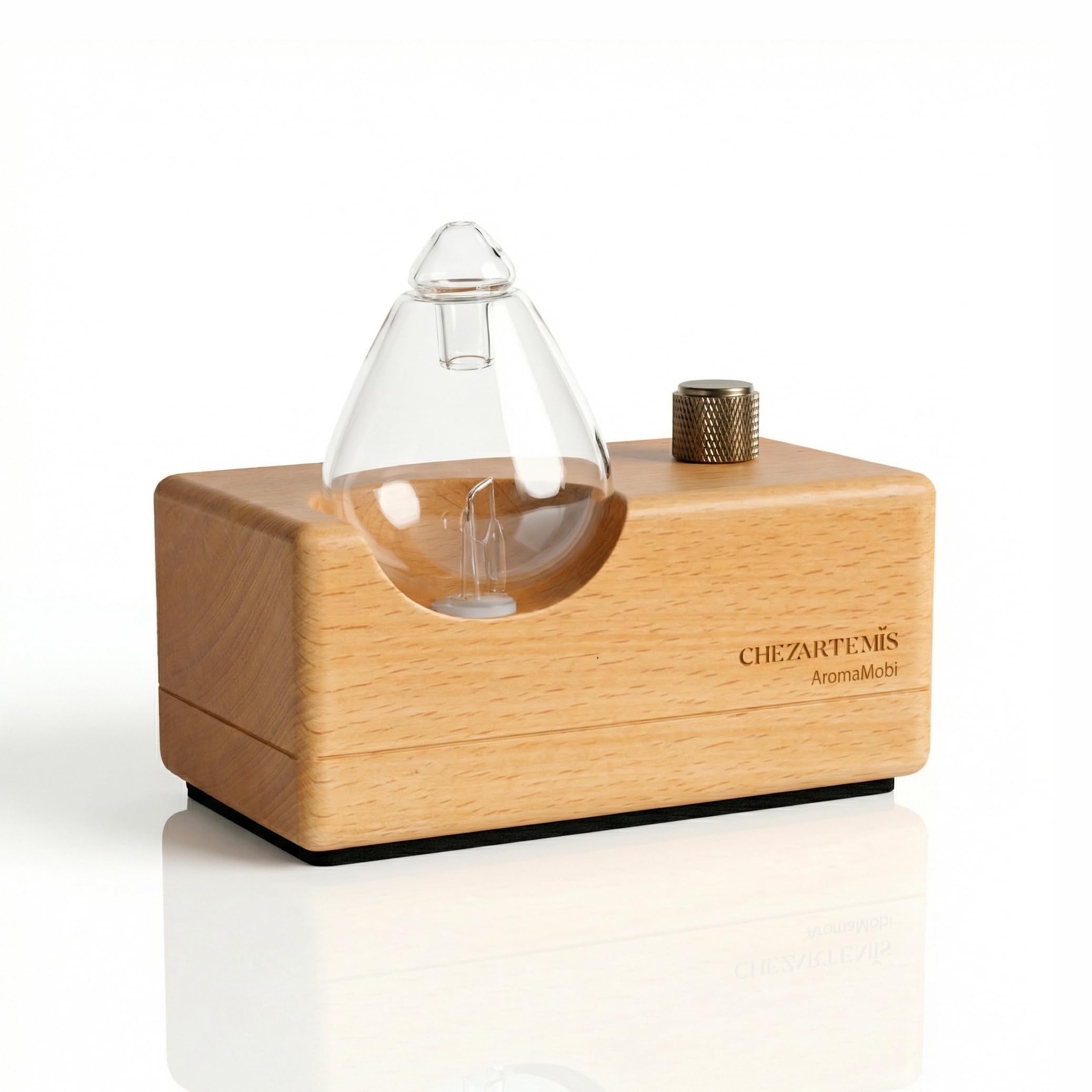 Waterdrop Glass Wood Base