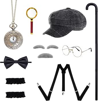 FUIPVGI Set De 10 Accesorios De Agente O Chófer - Gafas, Corbata, Tarjetero Y Tubo De Auricular Para Disfraces Y Juegos De Rol, Ideal Para Fiestas Temáticas