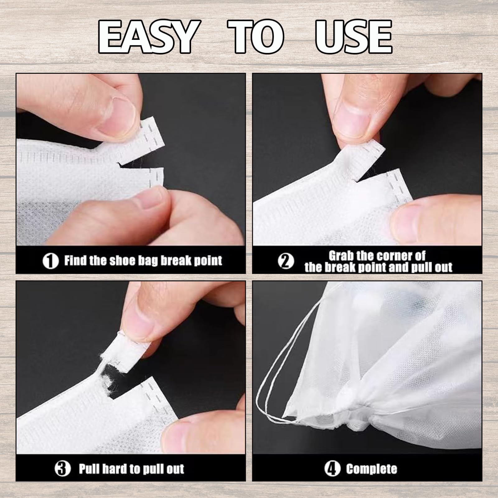 EULAPGOE 50Pcs Non-Woven Fabric Large Travel Shoes Bags Portable Shoes Bag Travel Storage Pouch Saving Organizer Drawstring Dust Waterproof Drawstring Storage Bags for Clothes Shoes cosmetics - Image 4