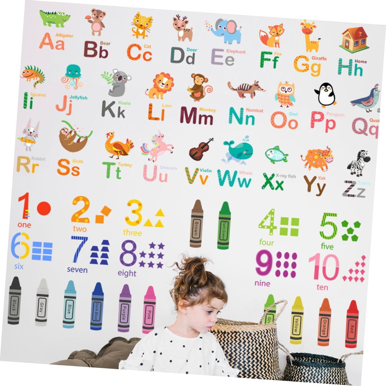 1Set Alphabet Wall Sticker Self Adhesive Educational Animal Decals for Bedroom Nursery Decor Material Easy Apply Remove Fun Learning Experience