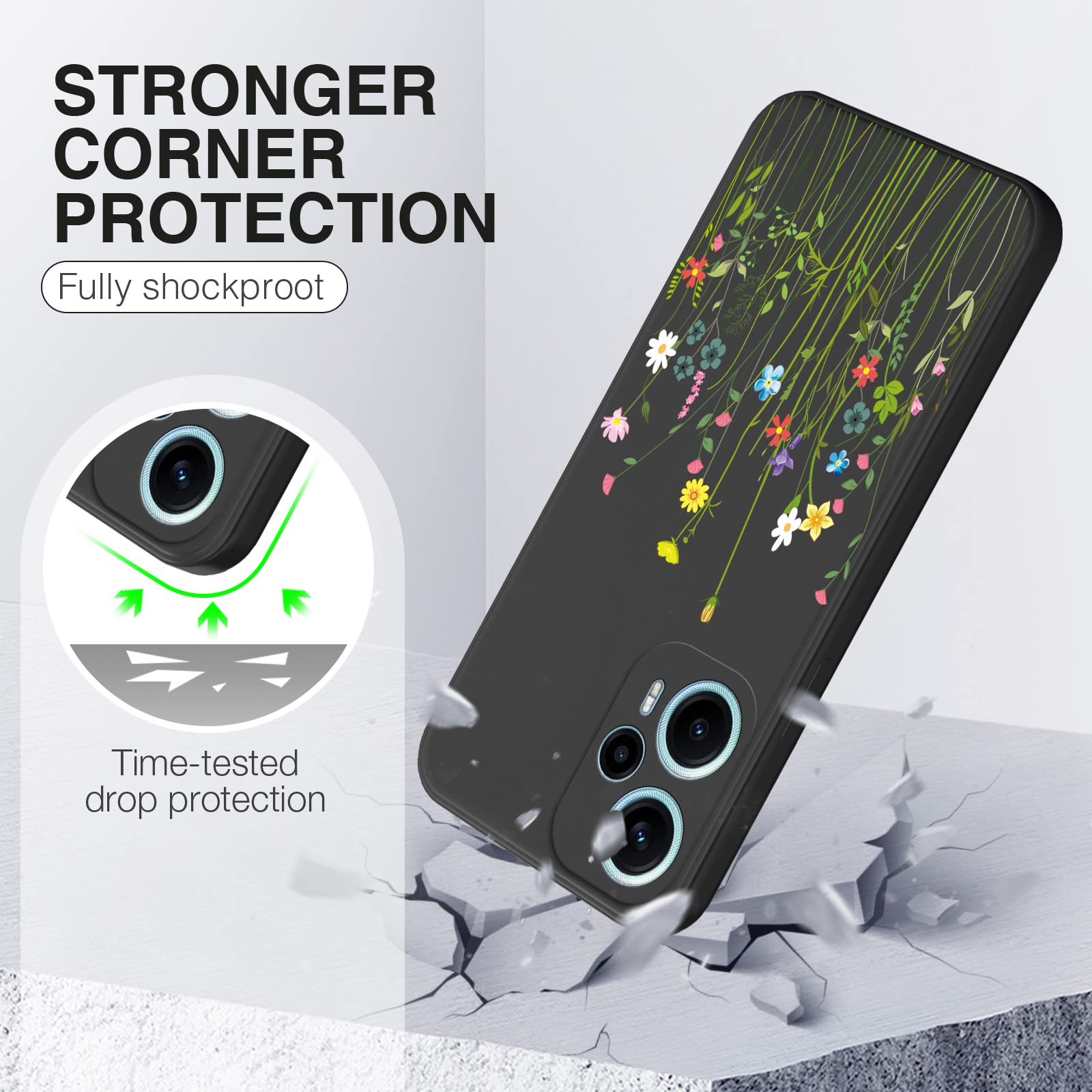 XINYEXIN Silikonhülle Für Xiaomi Redmi Note 12 Pro 5G – Blumenmuster, Ultra-dünn, Stoßfest