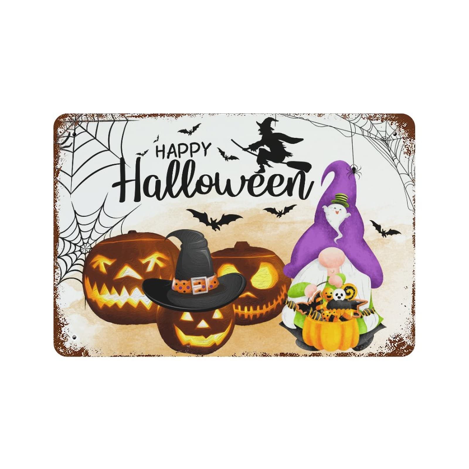 Panneau rigide Happy Halloween en aluminium anti-rouille pour une decoration extérieure durable