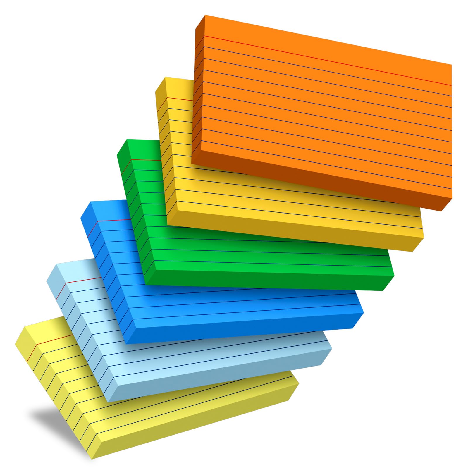 300 Count Colored Index Cards 3x5, 6 Bright Colors Note Cards, Flashcards