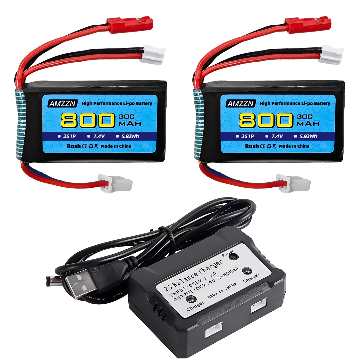 ベ2セル2 Amazon.com: AMZZN 2PCS 7.4V 30C 2S 800mAh Lipo Battery with