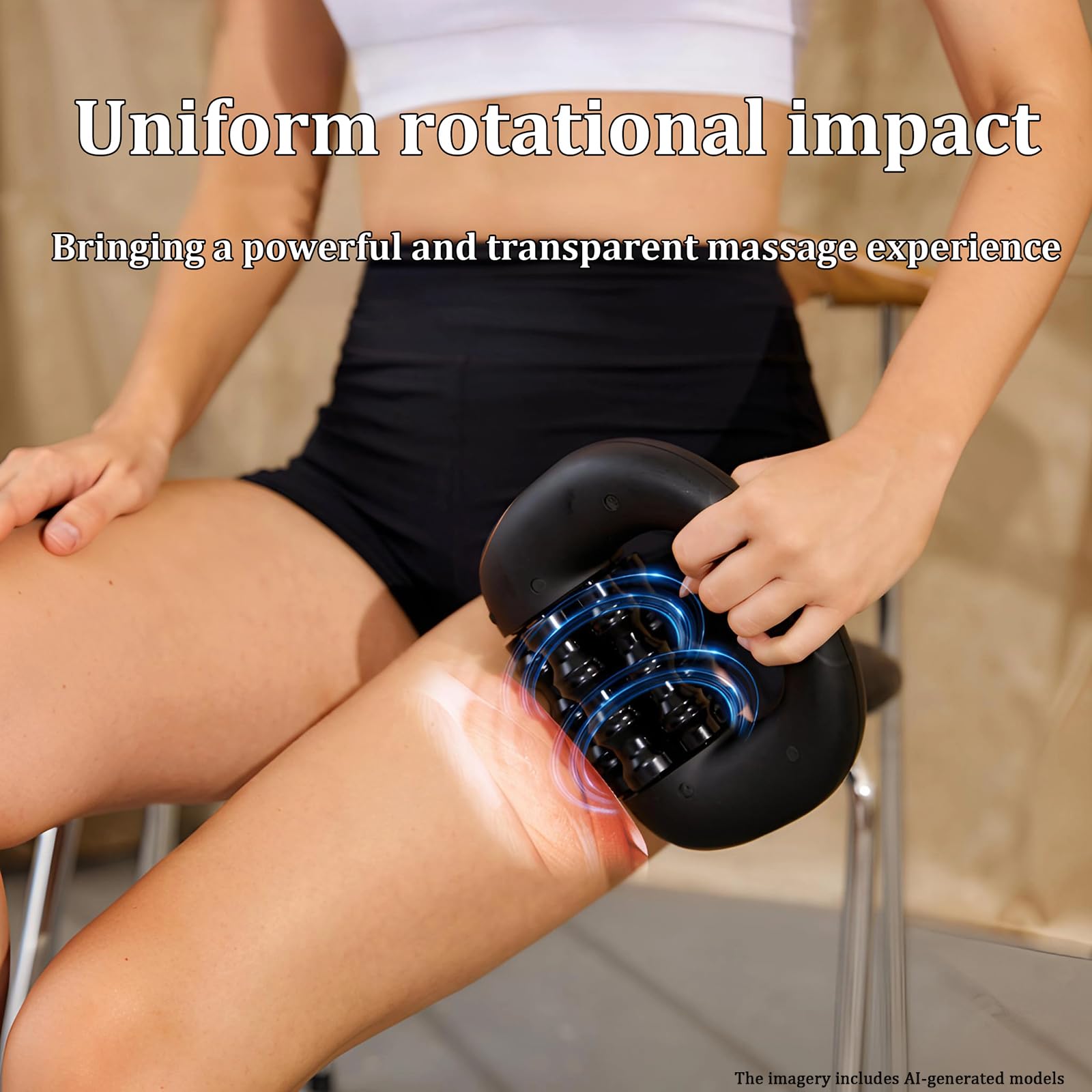 Marvixor Scult Roller, Design Bionico Intelligente a 6 Aste, Rullo di Massaggio Elettrico da 1800mAh, Rullo Muscolare Percussivo a 3 Velocità per Gambe, Schiena, Spalle (Nero-1PZ)