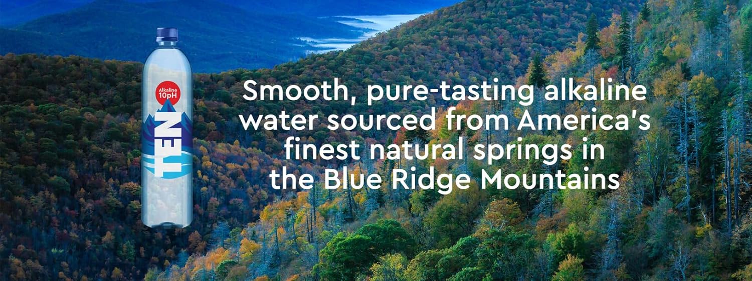 TEN Alkaline Spring Water, pH 10, High in Electrolytes, 16.9 Ounce Bottle (Pack of 24)