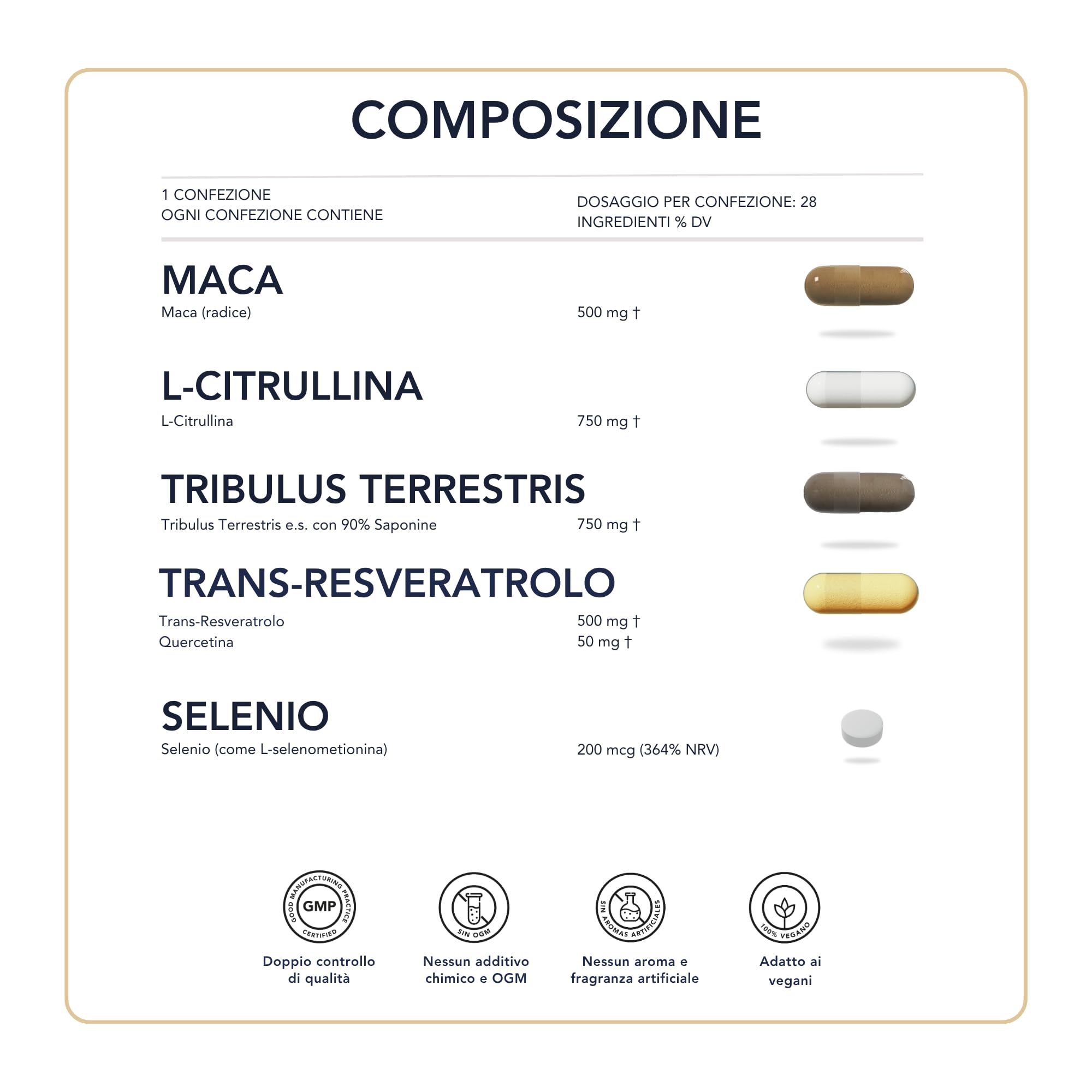 Tribulus Terrestris, Maca, L-Citrullina, Trans-Resveratrolo, Selenio - SmartAbsorb™ | per energia, circolazione e immunità | 28 bustine giornaliere