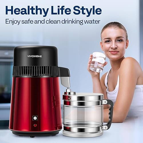 Miniatura 9 de VIVOHOME Encimera de destilador de agua de 1.1 galones4L 304 de acero inoxidable destilada con filtro purificador de interruptor inteligente para