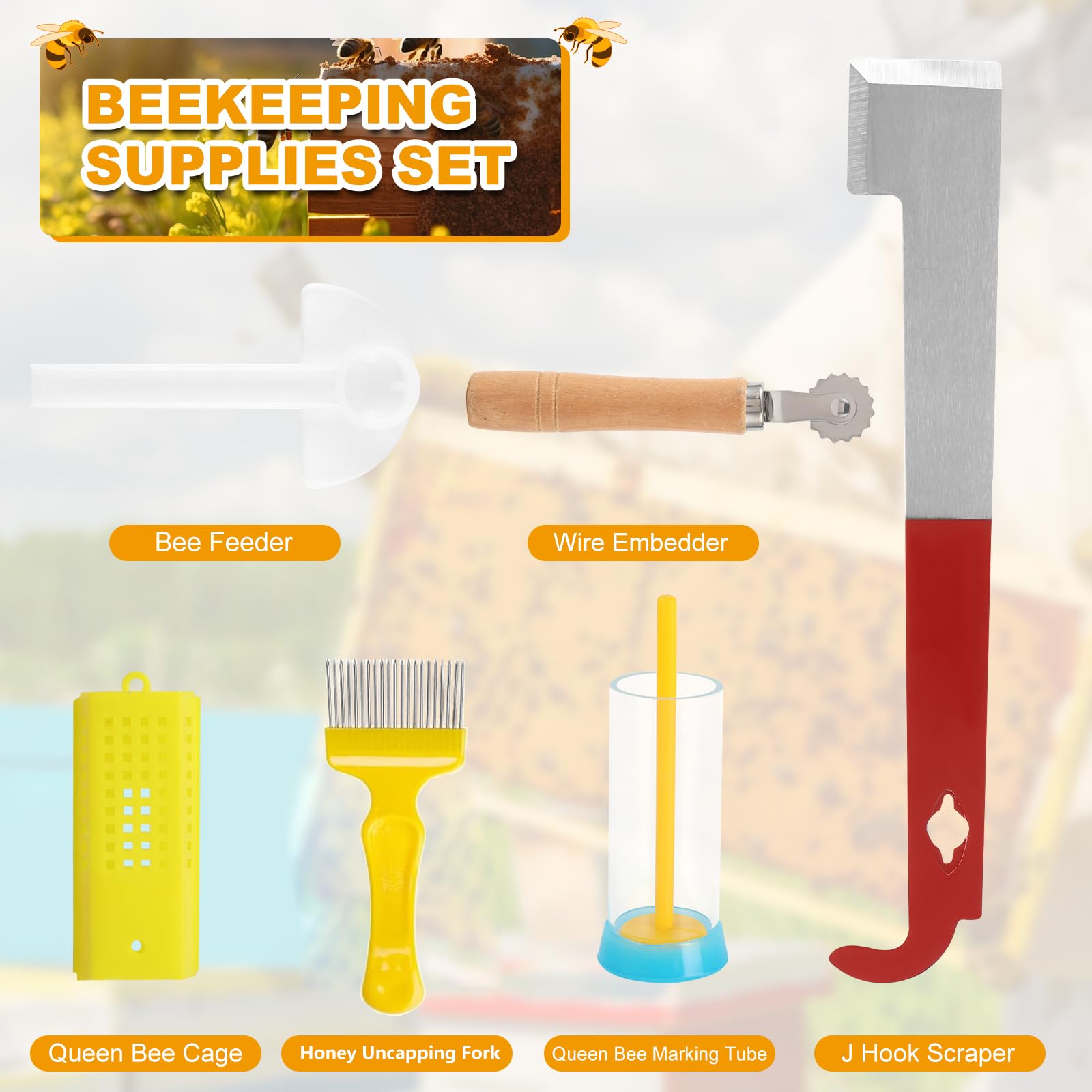 Kit de iniciación de colmenas de abeja, suministros de apicultura, suministros de apicultura, suministros y equipos de abejas con ahumador de abejas, herramientas de colmena de abeja para
