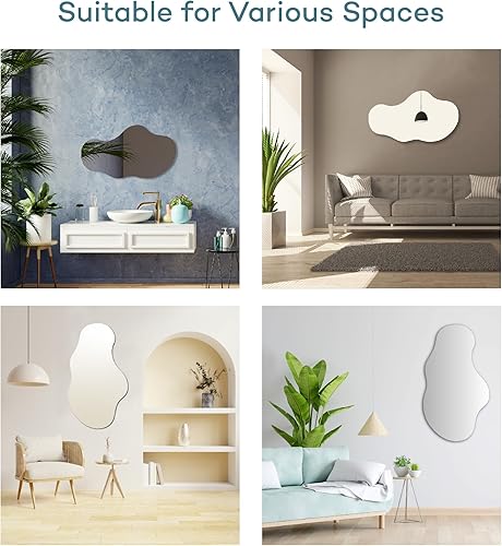 Miniatura 6 de Madam Sophia Concept Espejo asimétrico de 36 x 20 pulgadas espejo de pared irregular para dormitorio y áreas de estar, elegante diseño con estilo de