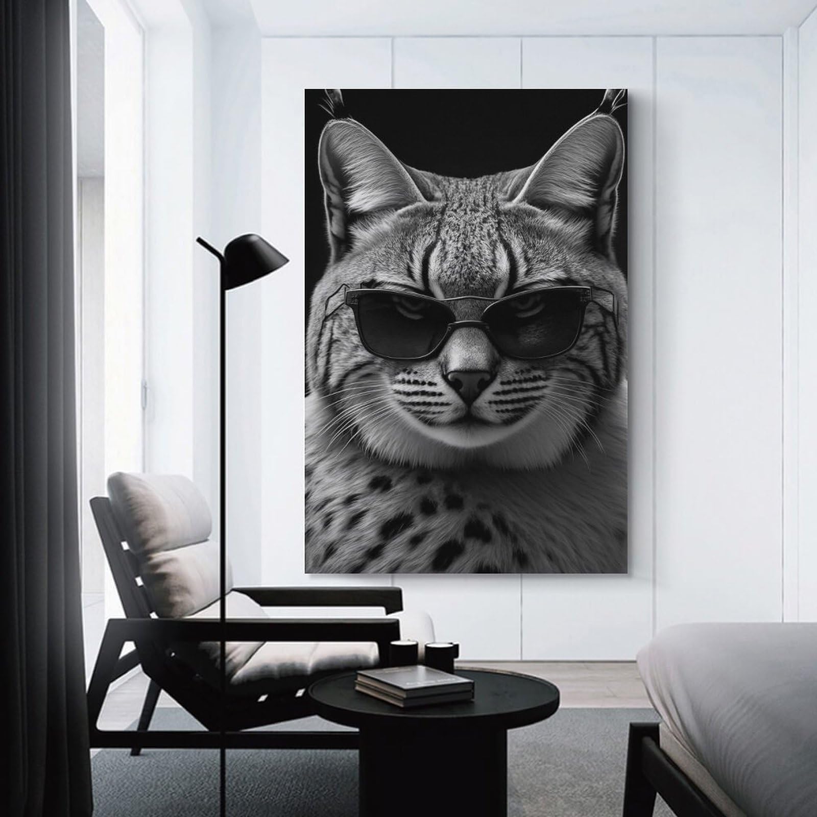Junmoney Wall Picture Print Portrait of A Bobcat, 12x18inch(30x45cm), for Wall Displays, Bedrooms Or Room Updates, Wall Decor Suited to Curated Displays