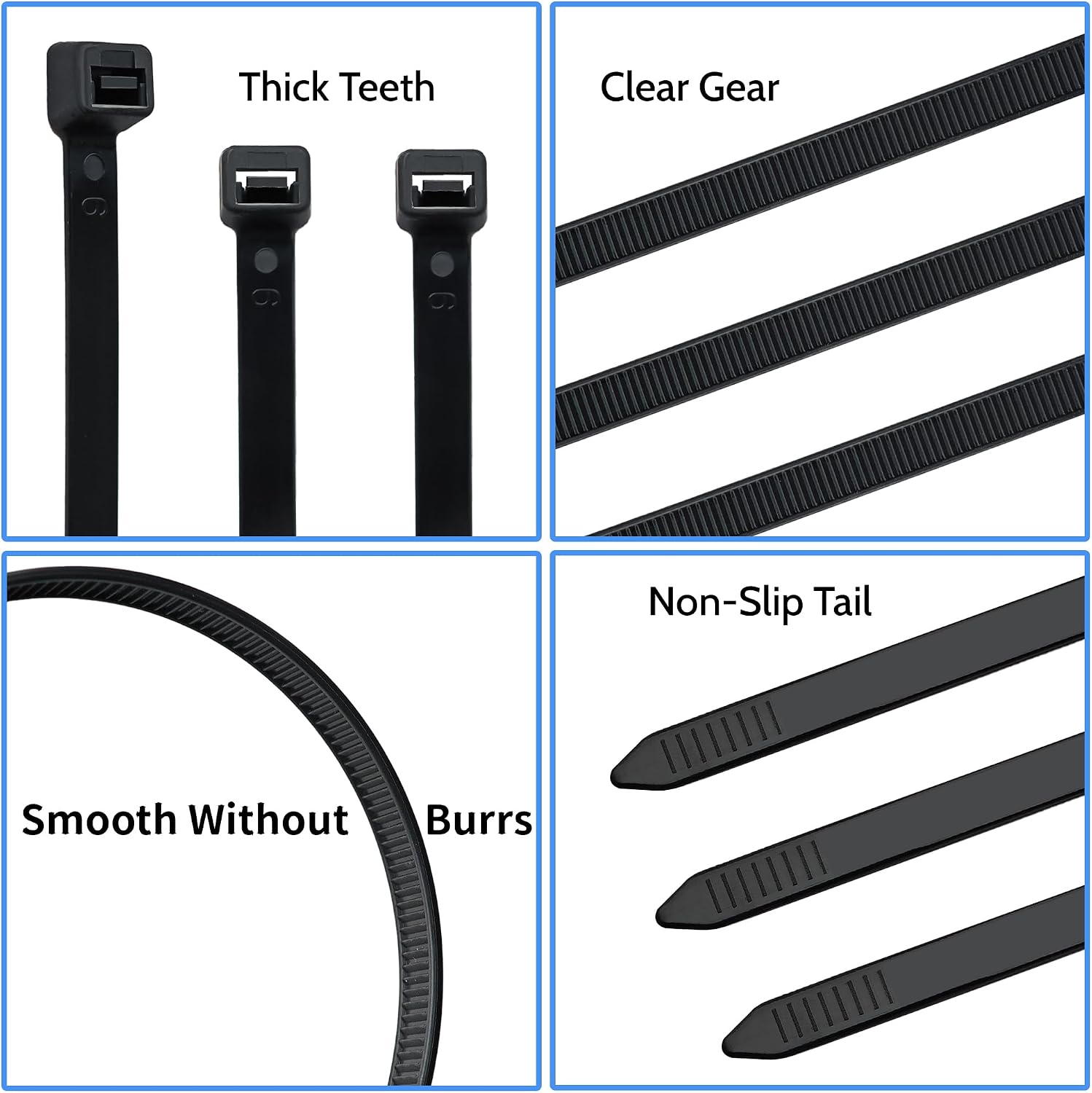 Zip Ties Assorted Sizes 8 + 12 Inch 500 Pack, 120 LBS Tensile Strength, Black Zip Cable Ties Self-Locking Nylon Wire Ties for Indoor and Outdoor