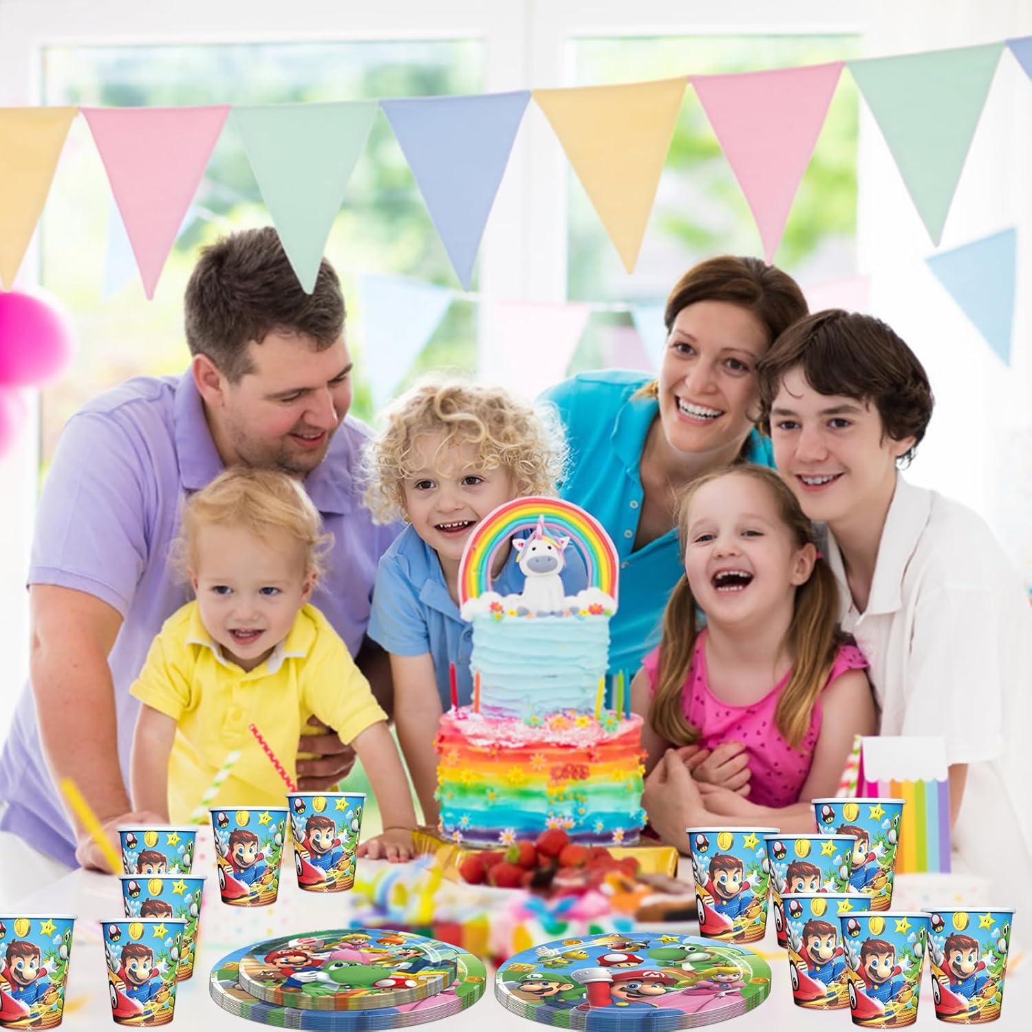 80 PCS Brother Birthday Party Supplies, Mario Tableware Set Includes 40 PCS Plates, 20 PCS Napkins and 20 PCS Paper Cups for Party Decorations - Image 6