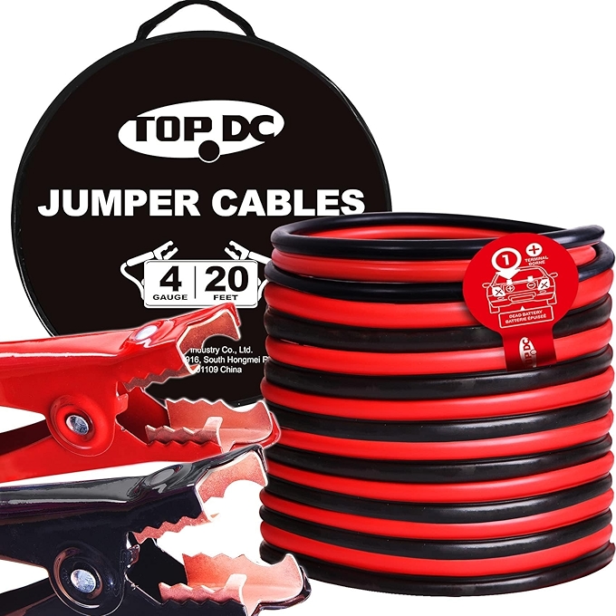 TOPDC 4 Gauge Heavy Duty Jumper Cables with Carry Bag