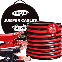 TOPDC 4 Gauge 20 Feet Jumper Cables for Car, SUV and Trucks Battery, Heavy Duty Automotive Booster Cables for Jump Starting Dead or Weak Batteries with Carry Bag, (TD-P0420)