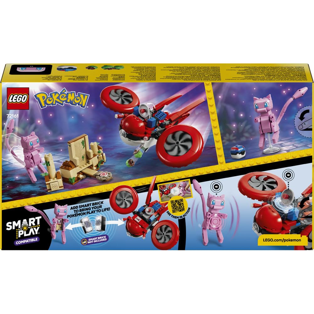 LEGO Pokémon SMART Play: Poszukiwania Mitycznego Mew za pomocą drona 72161 | Interaktywna zabawka z figurką Pokémona z klocków, zestaw kompatybilny, prezent dla dzieci 8+, 3 SMART Tagi, 429 elementów