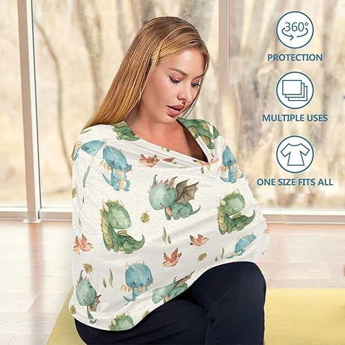 Miniatura 5 de Kigai Lindas fundas de asiento de coche de dragón para recién nacido, funda de lactancia transpirable para madres lactantes, cochecito de bebé,