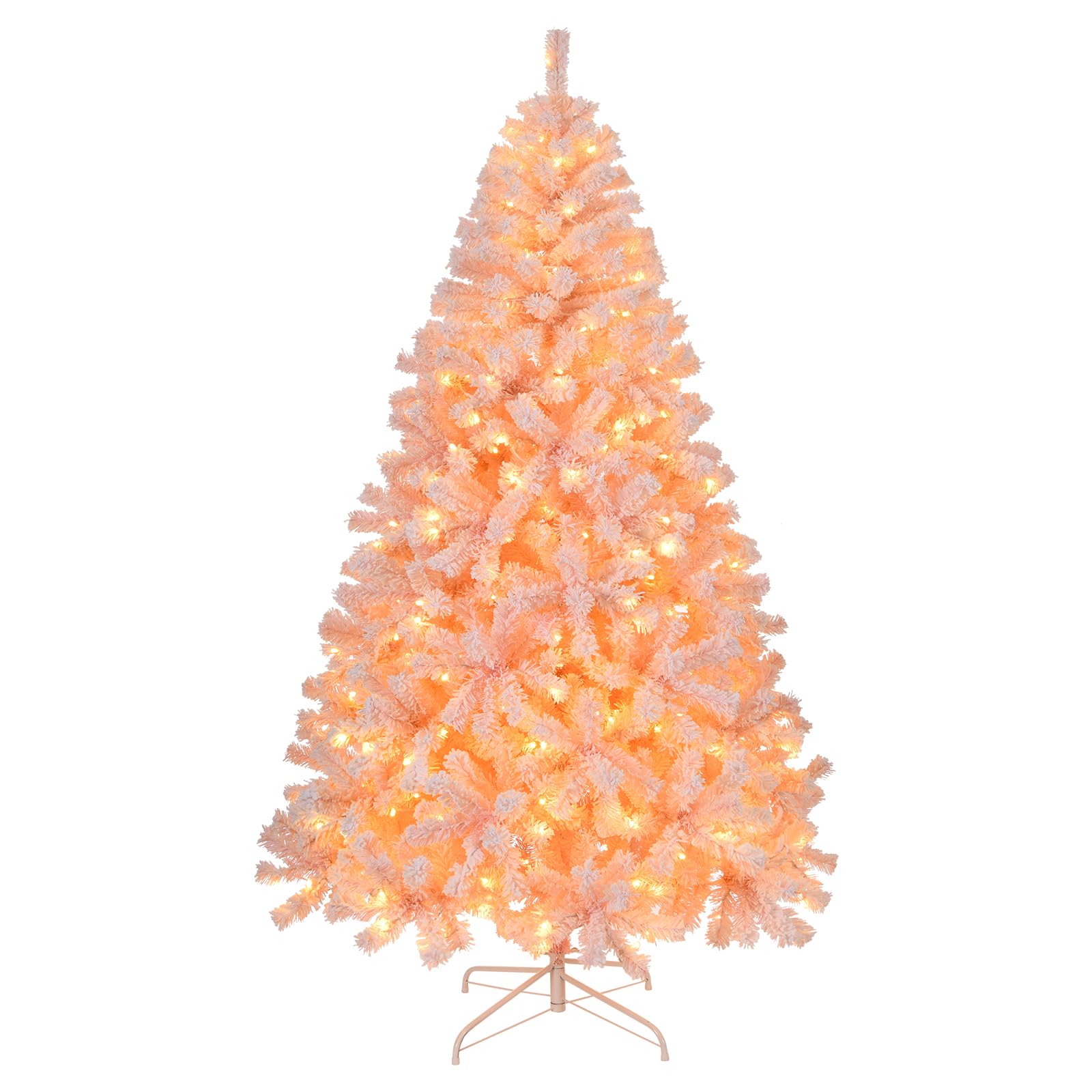 Outopee 6ft Pink Artificial Christmas Tree with DIY 100 Warm Lights