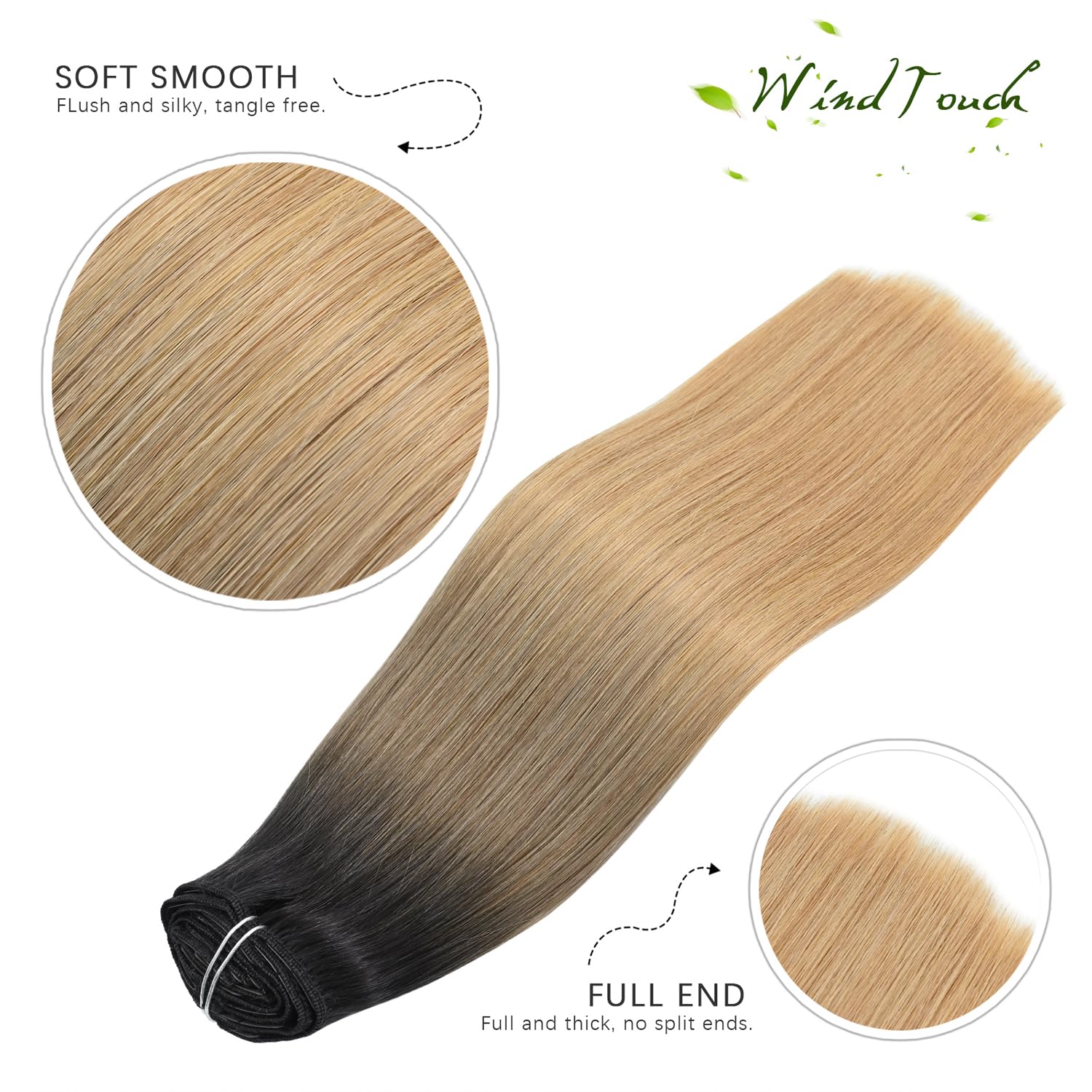 WindTouch Clip in Hair Extensions Human Hair, 15 Inch 75g #4 Medium Brown Hair Extensions for Women Real Human Hair Clip in, Remy Human Hair Extensions Clip ins, Soft Natural Straight — view 75