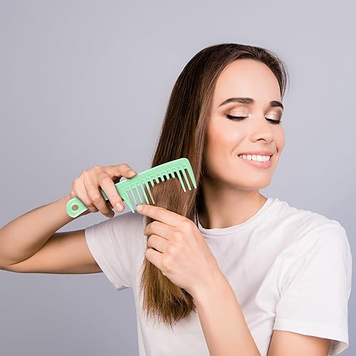 Miniatura 4 de HYOUJIN Juego de dos peines grandes de dientes anchos para desenredar cabello húmedo o seco, peine de ducha para mujeres y hombres, cepillo de