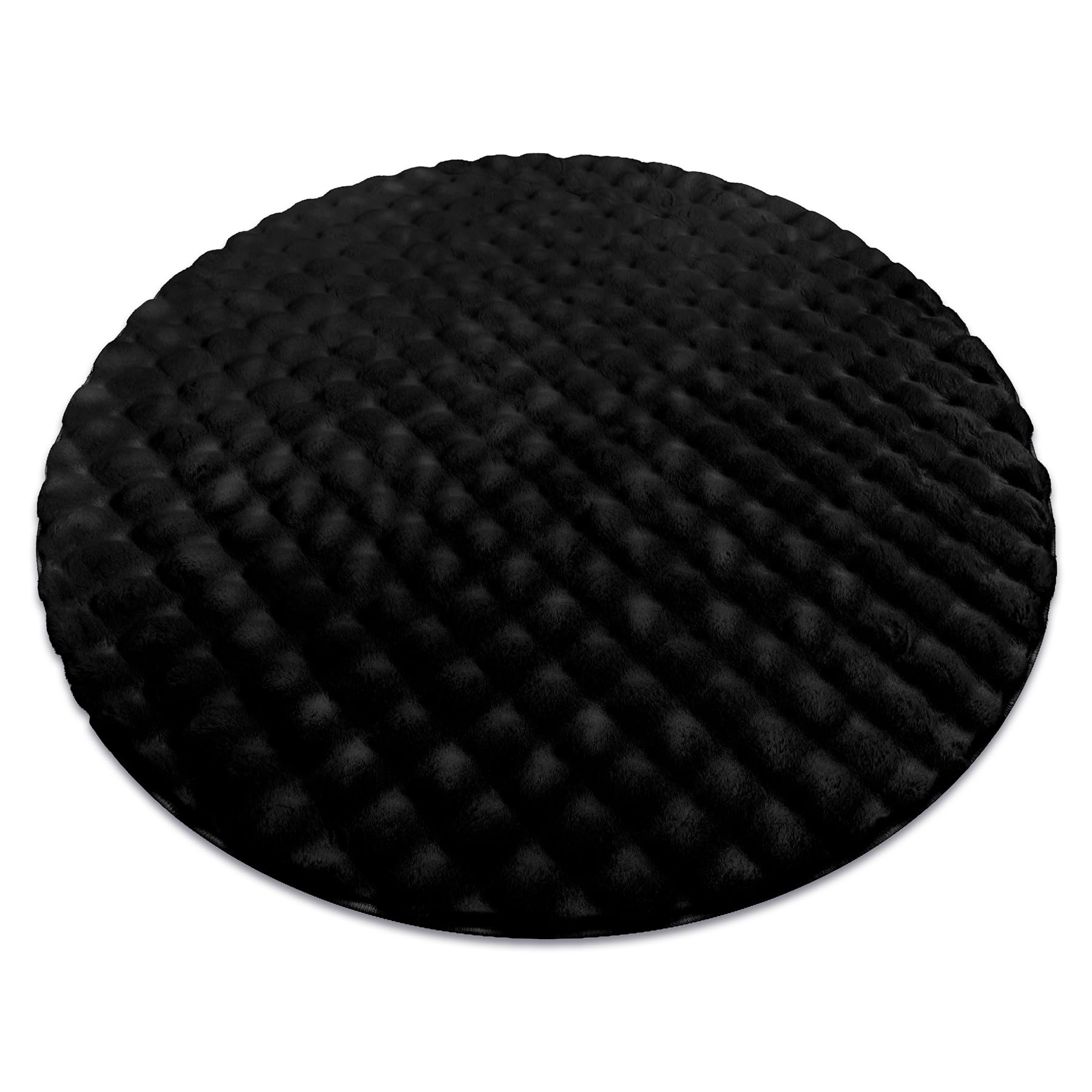 Tapis Bubble imitation fourrure de lapin 3D structuré noir