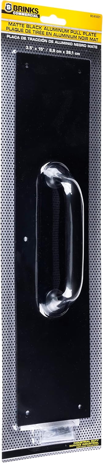 BRINKS Commercial - Commercial 15" Pull Door Plate, Matte Black Finish - Rust and Corrosion Resistant Door Plate