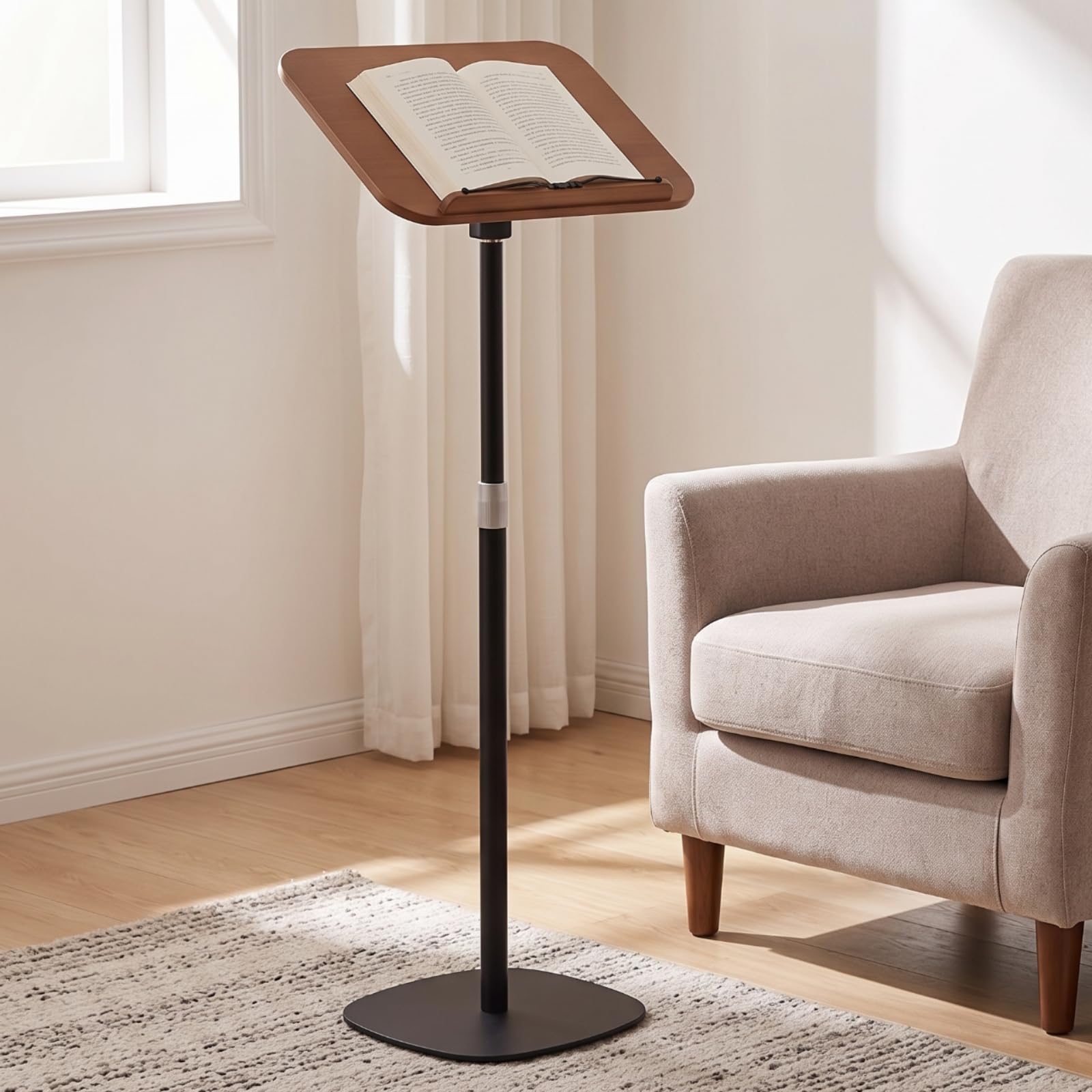 leseständer höhenverstellbar buchständer freistehend ständer mit holzplatte für studenten, musiker, arbeitszimmer, büro, wohnzimmer, 50cm-90cm