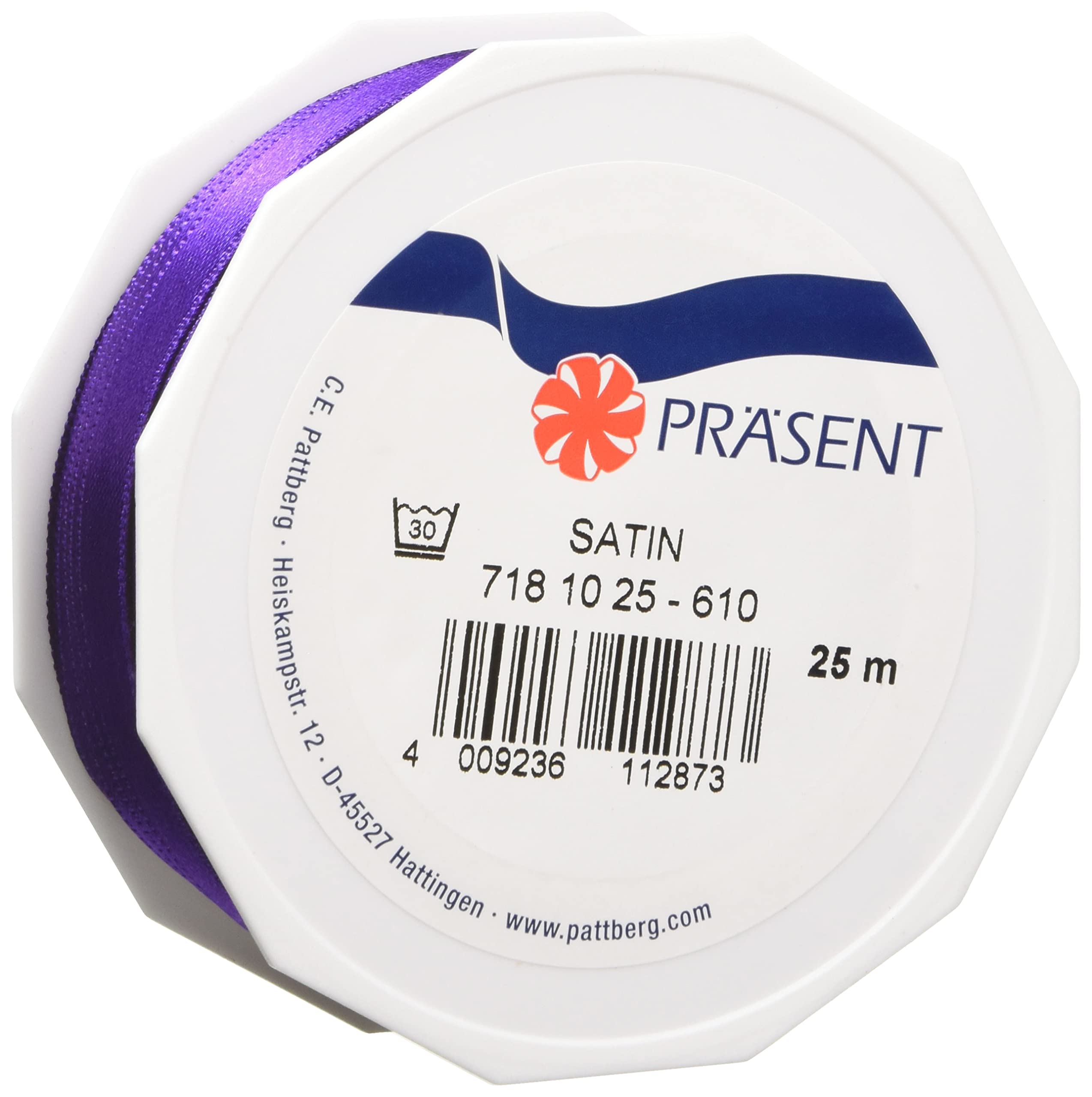 C.E. Pattberg SATIN violet gift ribbon, 27 yards for Wrapping Gifts, 0.39 inches width, Ribbon for Decorating & Crafting, Decorative Ribbon for Gifts, for every occasion
