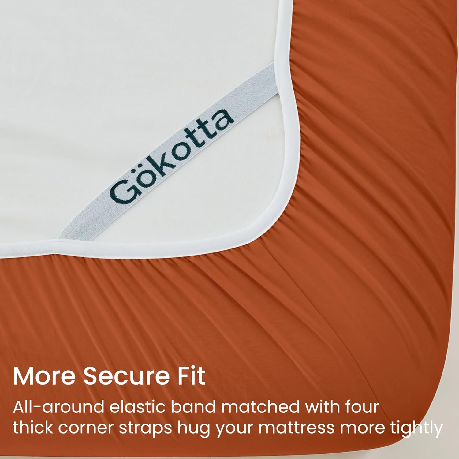 GOKOTTA 4-Pcs Queen Sheet Set, 16 Inch Deep Pocket Queen Sheets with Elastic Corner Straps, Brushed Microfiber Polyester - Hotel Luxury, Ultra Soft, Breathable, Wrinkle-Free - Burnt Orange