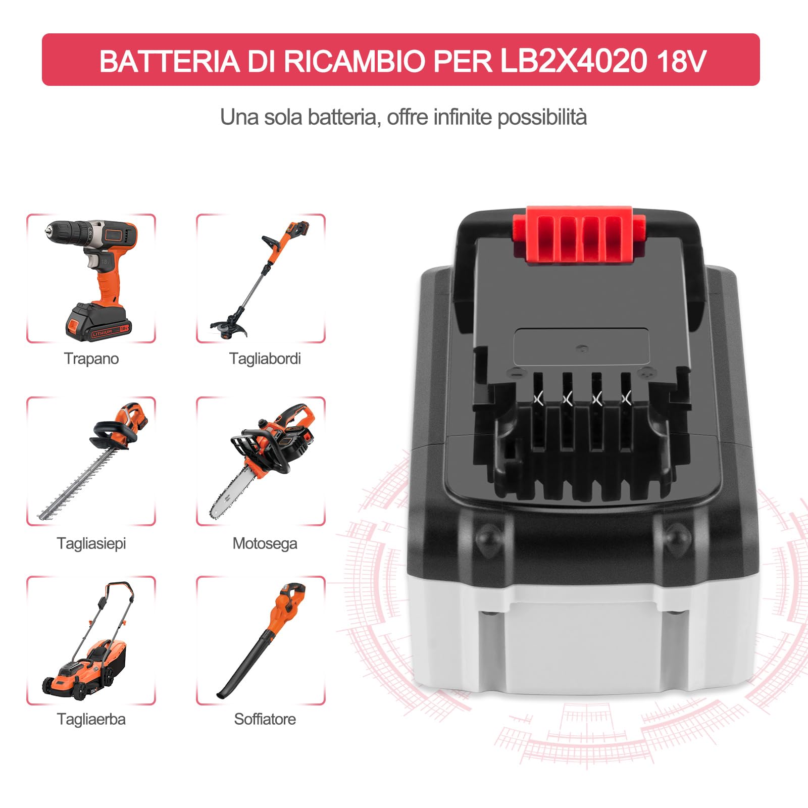 18V 5,5Ah BL2018 Batteria di Ricambio per 18V BL2018 BL2018-XJ BL4018 BL1518 LB20 LBX20 LBXR20 LBXR2020-OPE LBXR20B-2 LB2X4020