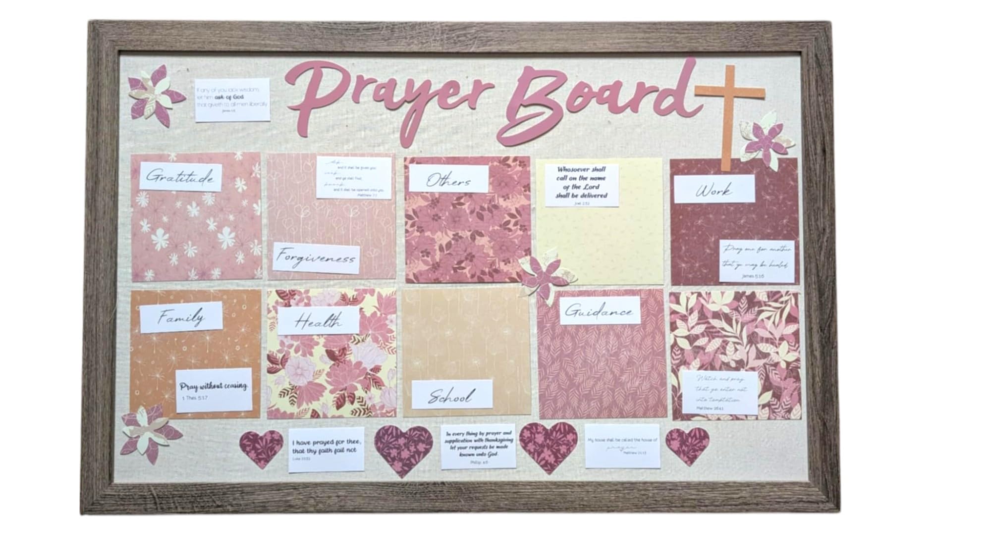 Prayer Board Kit for Women-Dusty Floral with Pins and Bible Verse Quotes-Christian Gift for Women-Easter Gift