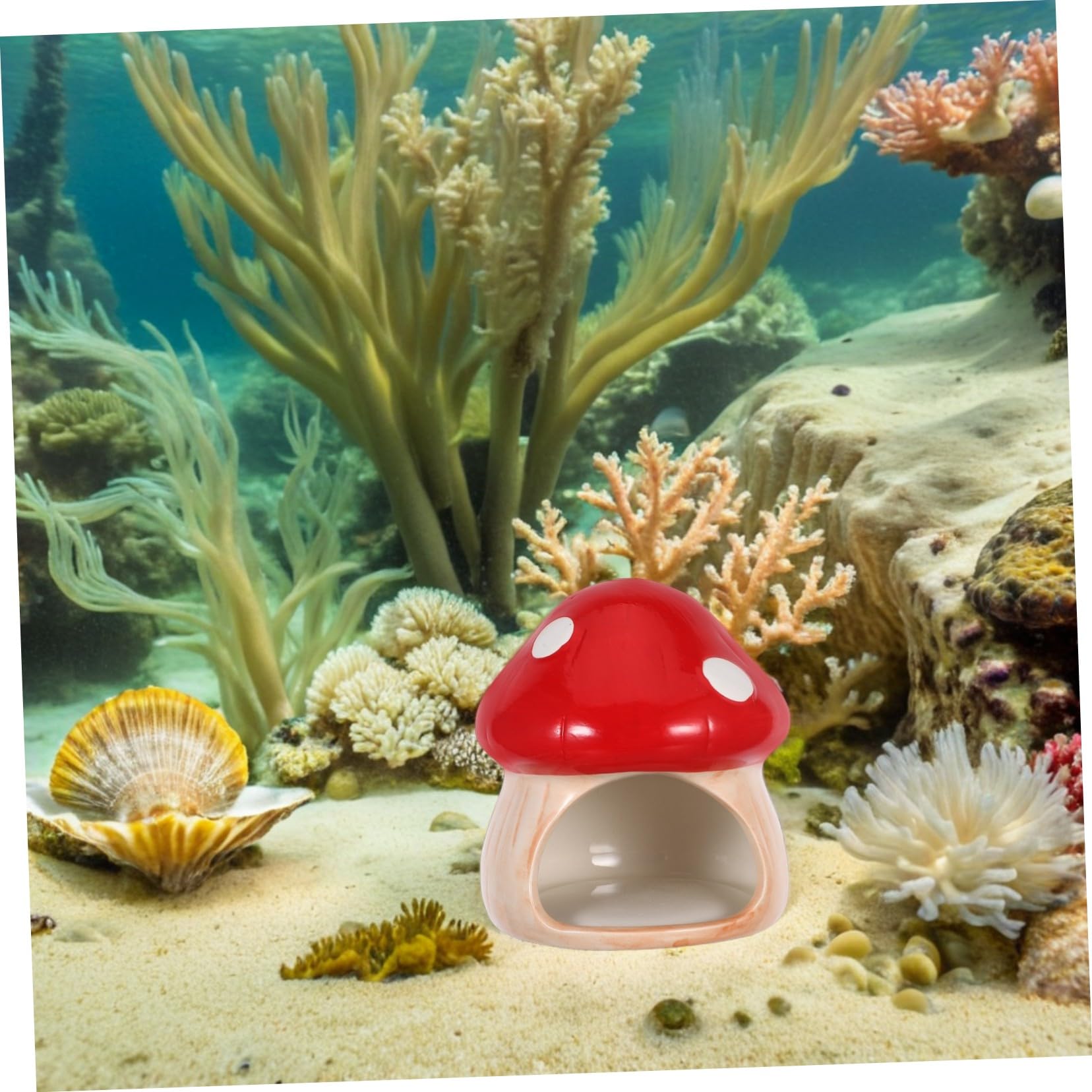 Fischversteck Aquarium Betta Versteck Keramik Pilzhaus Ornament Aquarium Garnelenversteck Fischtank Dekorationen Betta Höhle