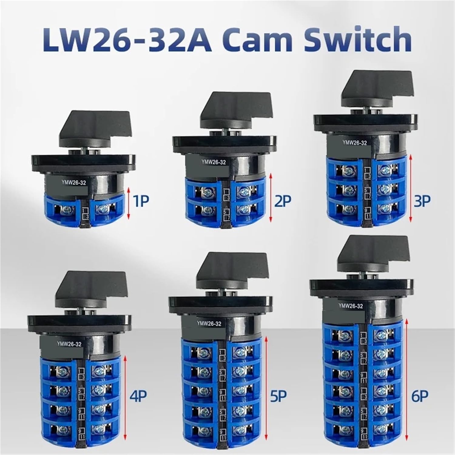 LW26-32A Changeover Cam Rotary Switch 1-8 Poles Two/Three Position ON Off Silver Contact 1Pcs(102,7P 28Terminals)