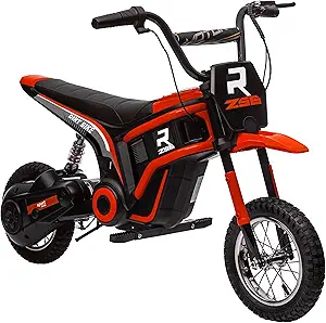 Aosom Electric Dirt Bike with Twist Grip Throttle, 24V 350W Off-Road Electric Motorcycle, Up to 15 MPH with Brake, Music Horn, Rear Suspension for Ages 13+ Years, Red
