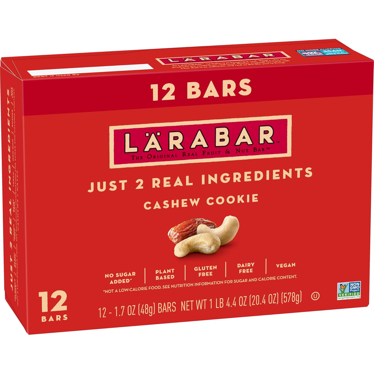 Larabar Cashew Cookie, Gluten Free Vegan Fruit & Nut Bars, 1.7 oz, 18 ct (Pack of 4)