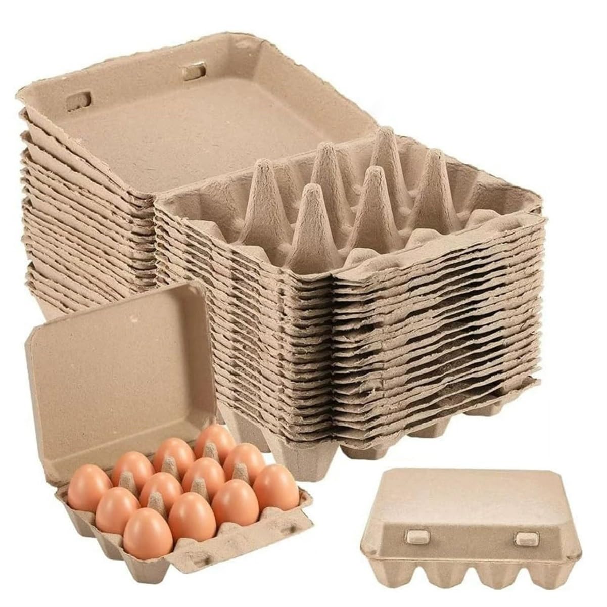 Cajas de pulpa de papel for 12 huevos con cierre, envases biodegradables for almacenamiento nevera, venta granja, empaque regalo y mercados agrícolas(20pcs)