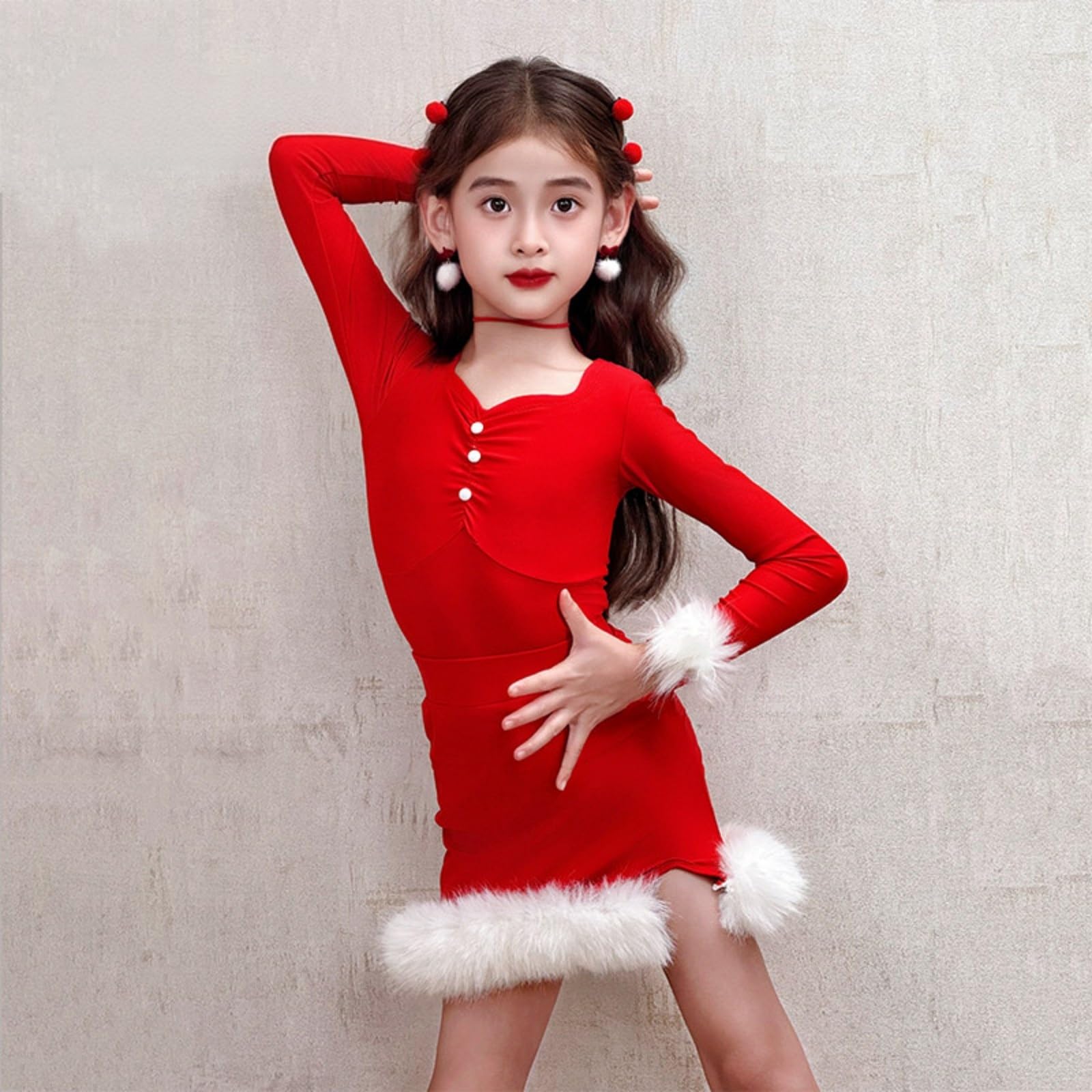 MEECHI Abito da Ballo Latino Autunno-Inverno for Ragazze Body Elastico